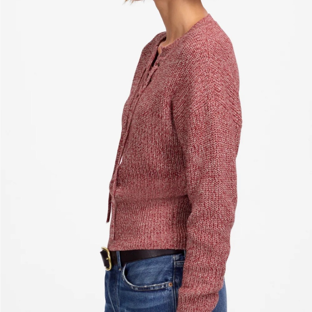 Marled Ribbed Lace-Up Sweater - Picture 5 of 7